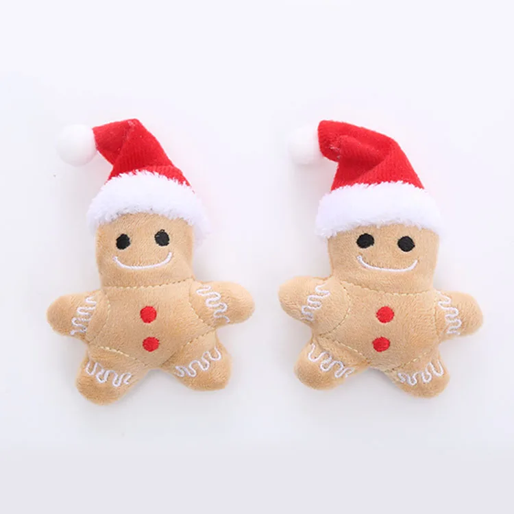 Lovely Gingerbread Man Plush Cat Toy Catnip Christmas Toys for Cats