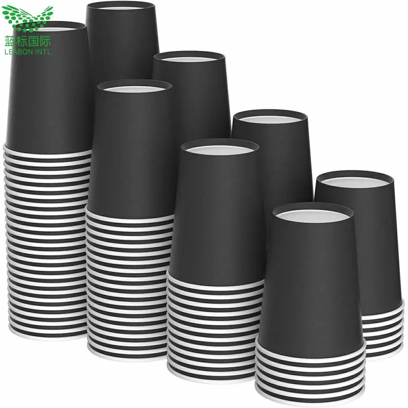 8oz 12oz 16oz Custom Logo Disposable Single Double Wall Paper Coffee Cups with Lids