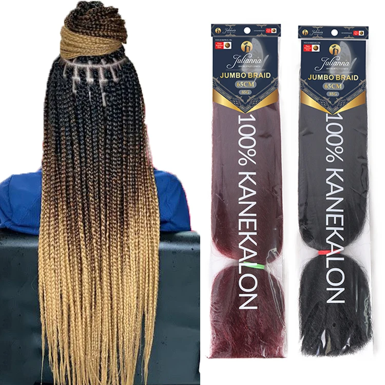 Julianna Yaki Pelo Sintetico Venta Cabello Yaky Soft  Synthetic Jumbo Braiding Hair Extension 100% Kanekalons Al Por Mayor