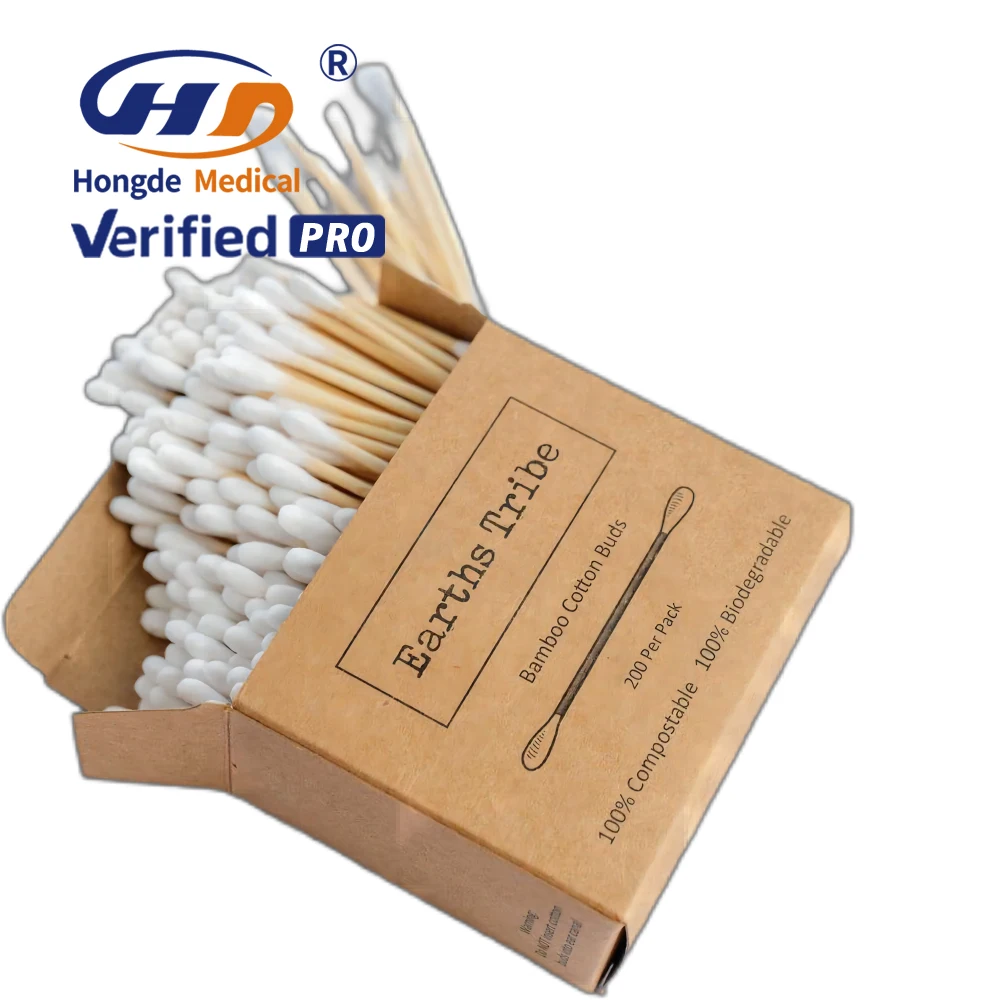 Applicator Absorbent Tipped Natural cotton swab bud applicator cotton bamboo stick Q tips