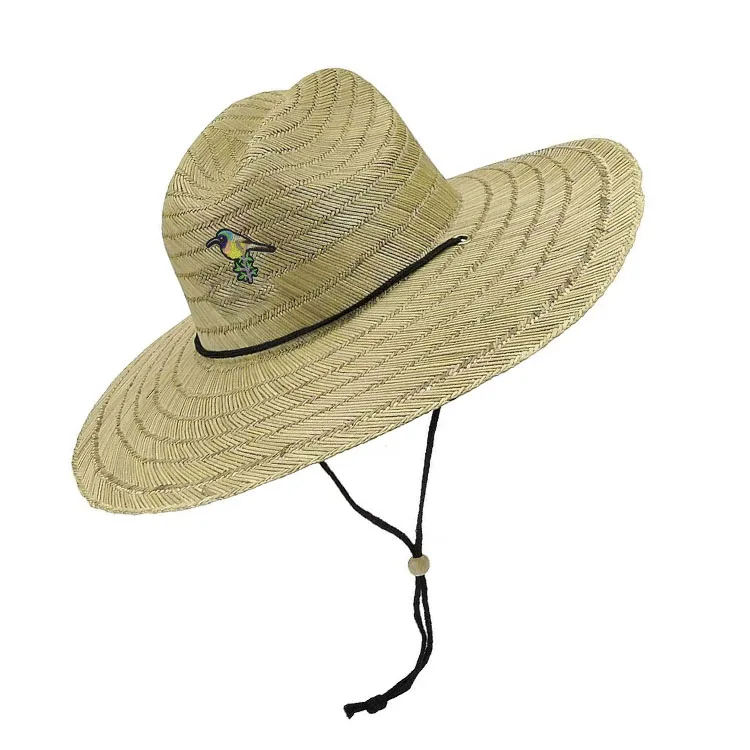 Wholesale Summer Lifeguard Straw Hat Under Fishing Custom Printing America Sombrero Beach Hat Surf Straw Hat With logo