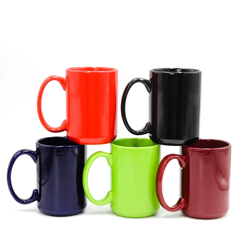 Custom Cheap Full Color C Handle Blank Travel Mug DIY AD Dye Mugs Sublimation Ceramic Printing  Mug for present free gift