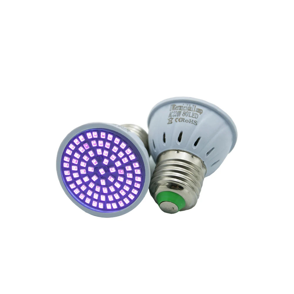 110V 220V UVA Sterilizing Lamp Bulb E27 Ultraviolet Germicidal Light 48 60 80 LEDs Desinfection Bulb SMD2835 LED UV Bulb