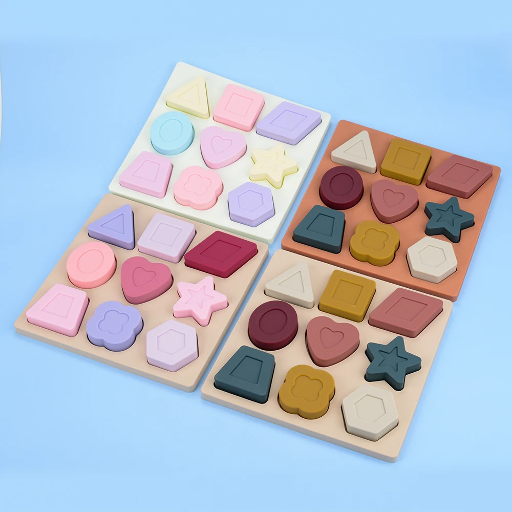 9-piece Toddler Silicone Puzzles Toy Food Grade Silicone Stacking Blocks Sensory Educational set for Baby