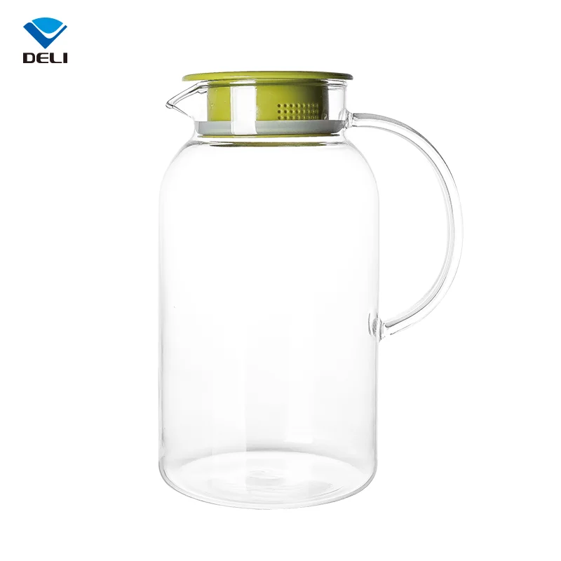Trusted Supplier DELI 1800ml 60.87oz Modern Heat Resistant Water Drinking Glass Pitcher Juice Jug With
