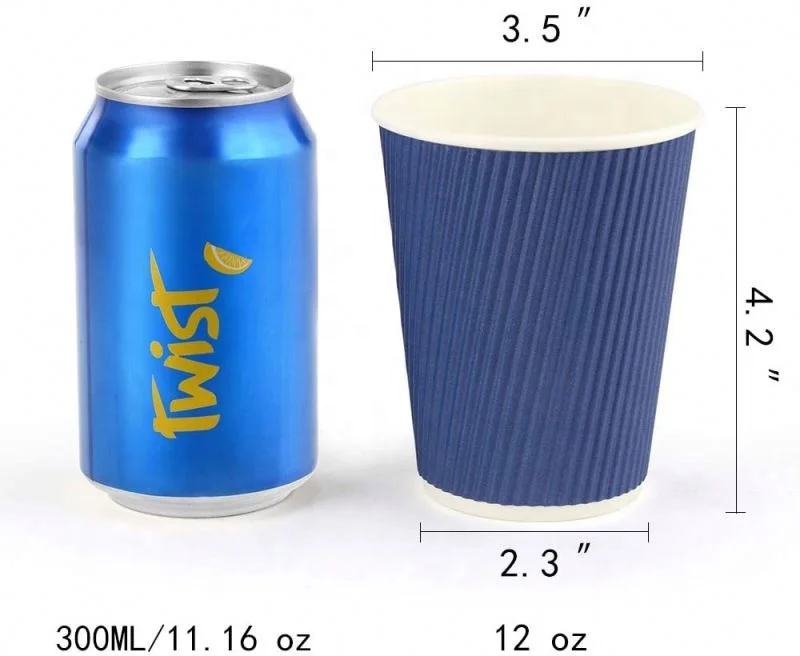 12pz 16oz Disposable Hemp Paper Cups customized hot coffee paper cup with sleeves and lid