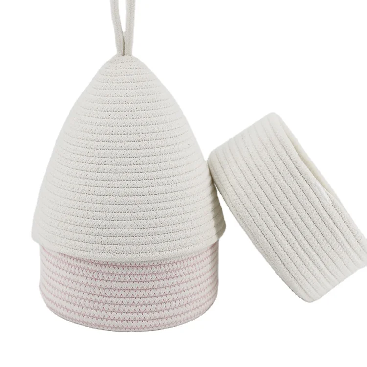 Eco-Friendly Decorative Woven Storage Organizer Office Handmade Knitting Basket Bin