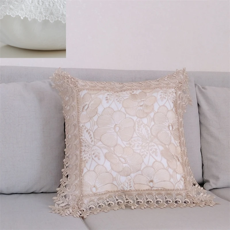 European Lace Embroidered Car Throw Pillow Covers Living Room Sofa Lace Embroidered Cushion Covers For Home Decor