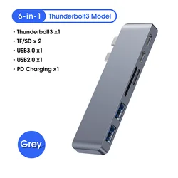 High Speed USB C Hub 6 in 1 Docking Station Type C to USB 2.0 3.0 PD Port SD TF Card 6 Port Type C USB Hub