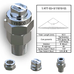 110 Degrees Stainless TP unijet spray tips,Mini TPU flat jet nozzle,washing machine nozzle