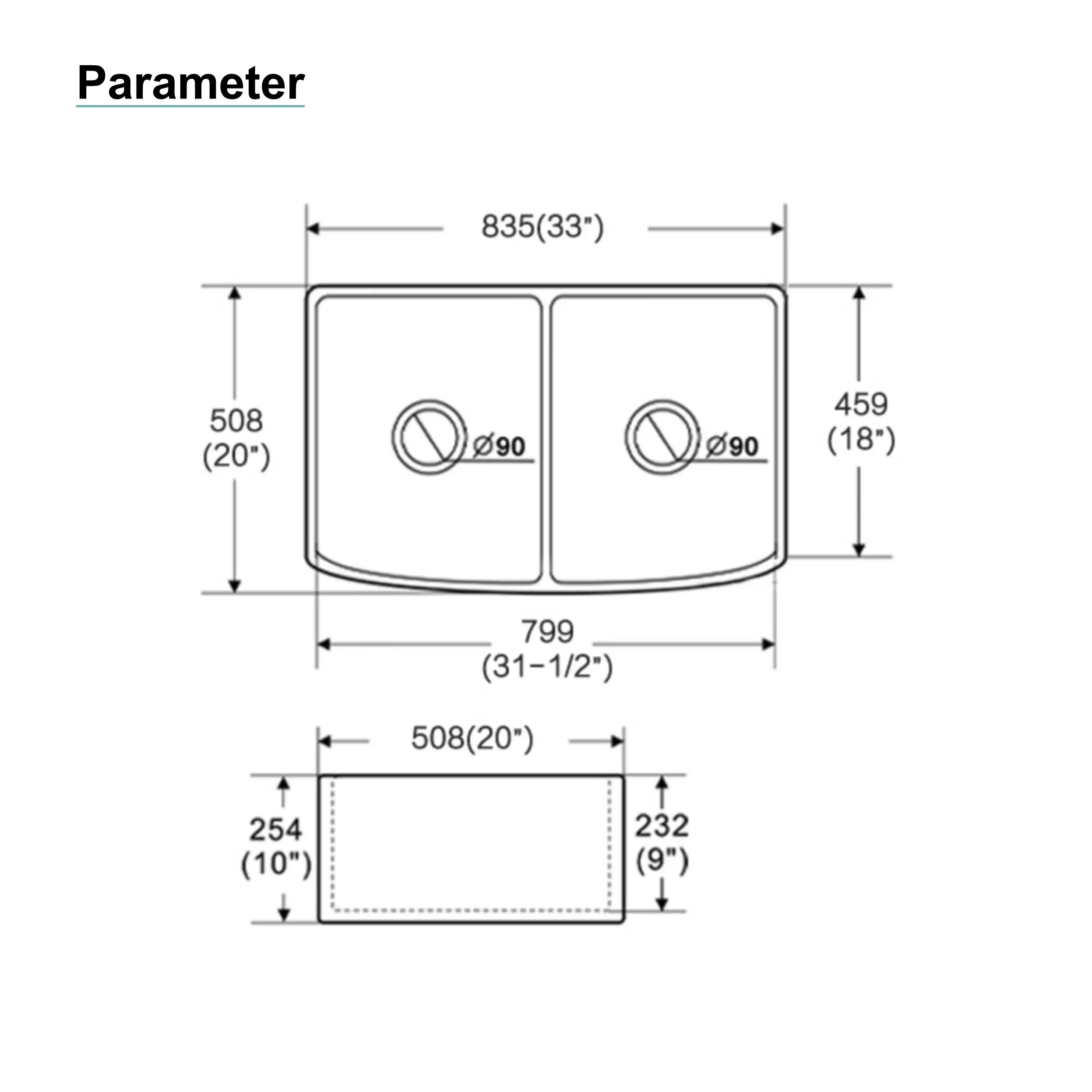 Joynfortune 2023 chaozhou factory modern design fireclay wholesale white ceramic apron front double bowl farmhouse kitchen sink