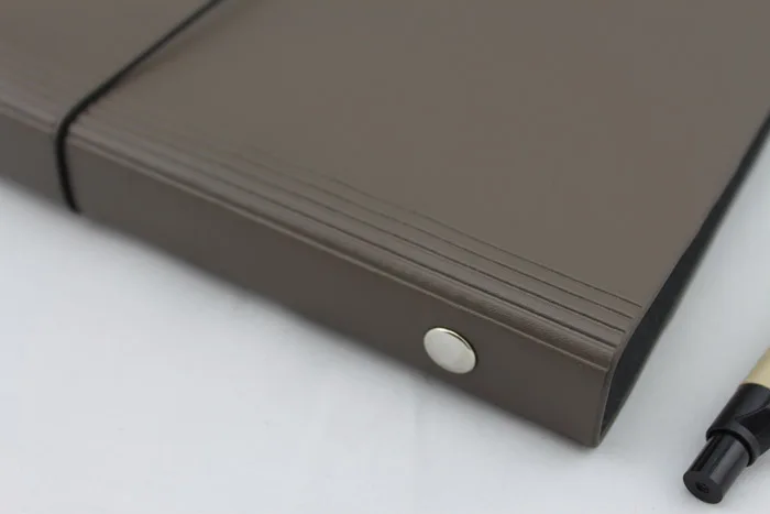 High Quality Custom A5 Size 6 Ring Binder Grey Bonded Leather Journal, 6.5' x 9' Planner Notebook