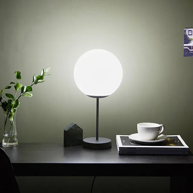 New Classical home deco design living and study room milk white  glass marble single ball table lamp HT82191T-1T
