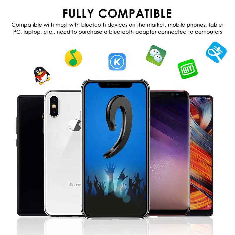 2021 BT 4.2 Stereo single anti slip ear hook Bt Earphone Headset Wireless Headphones earphones with Microphone