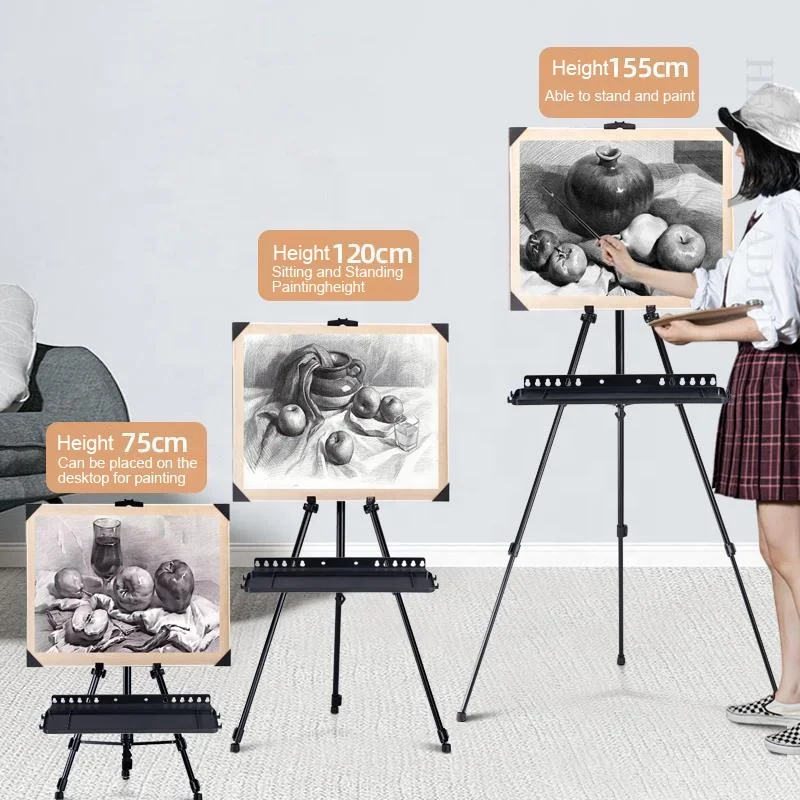 Easel Ferroalloy Tripod for Painting  Adjustable Sturdy Studio Easel Small with Black Carry Bag