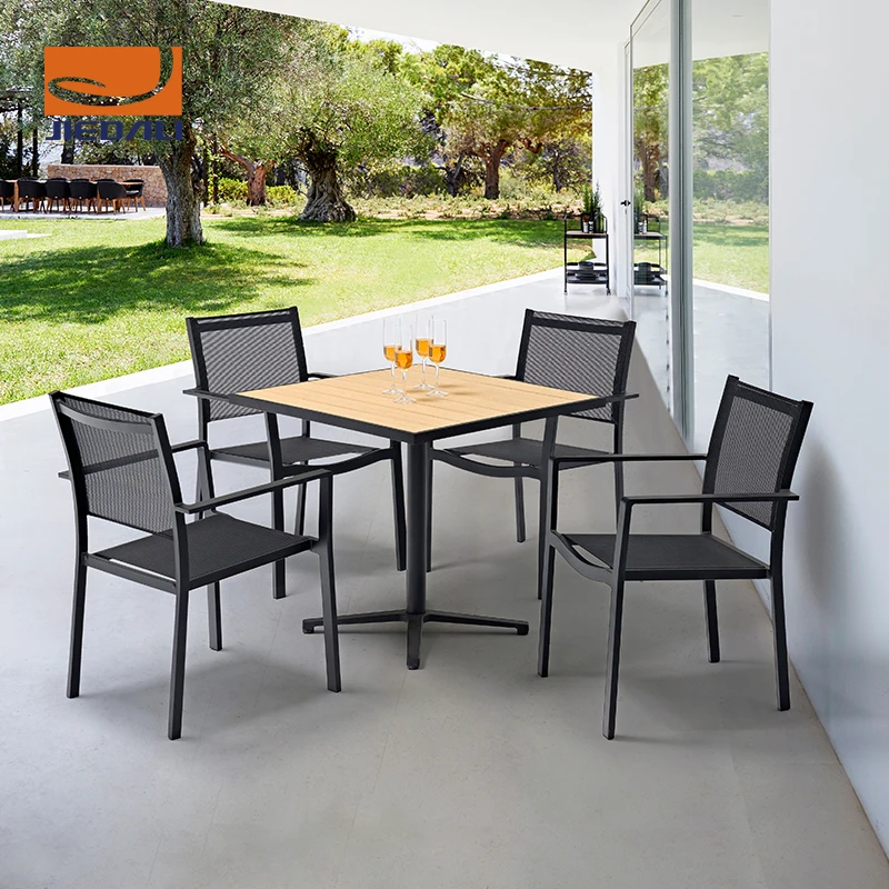 
American Style Stock Outdoor Furniture Square Wooden Garden Dining Table Set 