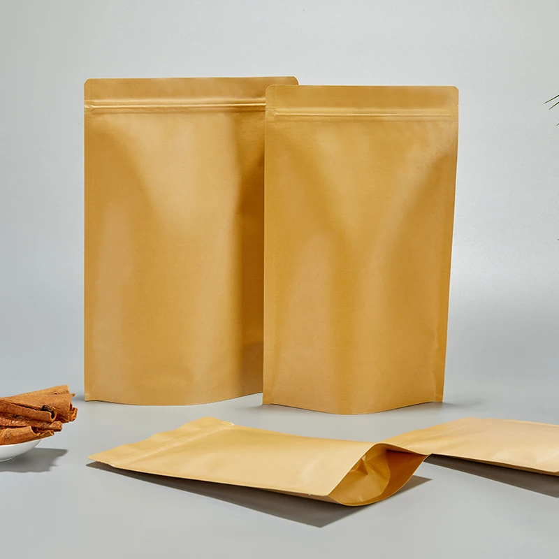 Wholesale Custom Printed Biodegradable Eco Friendly Compostable Recyclable Flat Bottom Packaging Zip Lock Kraft Paper Coffee Bag