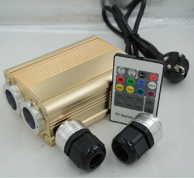 16W dual ports optical fiber machine with RGB color change emitting fiber engine device motor with RF remote controller