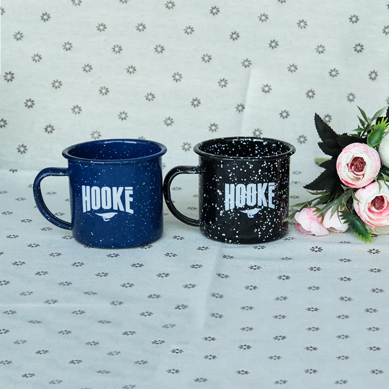 Coffee Mug Vintage Sublimation Enamel Coffee Cup Enamelware Custom Traditional Enamel Camping Mug with White Speckled Dots