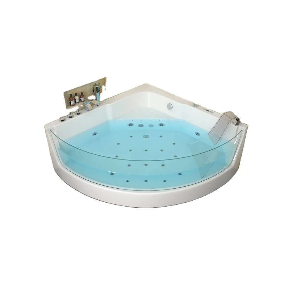 Luxury Design 1.29m White Acrylic Whirlpool Bathtub Free Standing Four Big Jets Big Window Two Pillows Massage Function Included