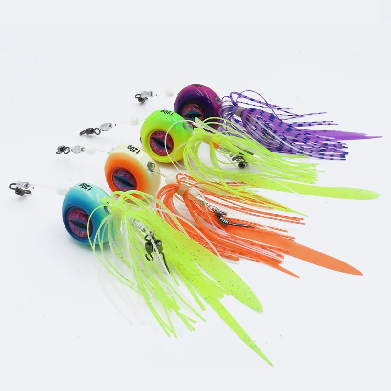 Big Luminous Metal Jigs Fishing Lure 100g 120g 150g 200g 250g 300g Silicone Skirt Glow  Jigging Head Lure