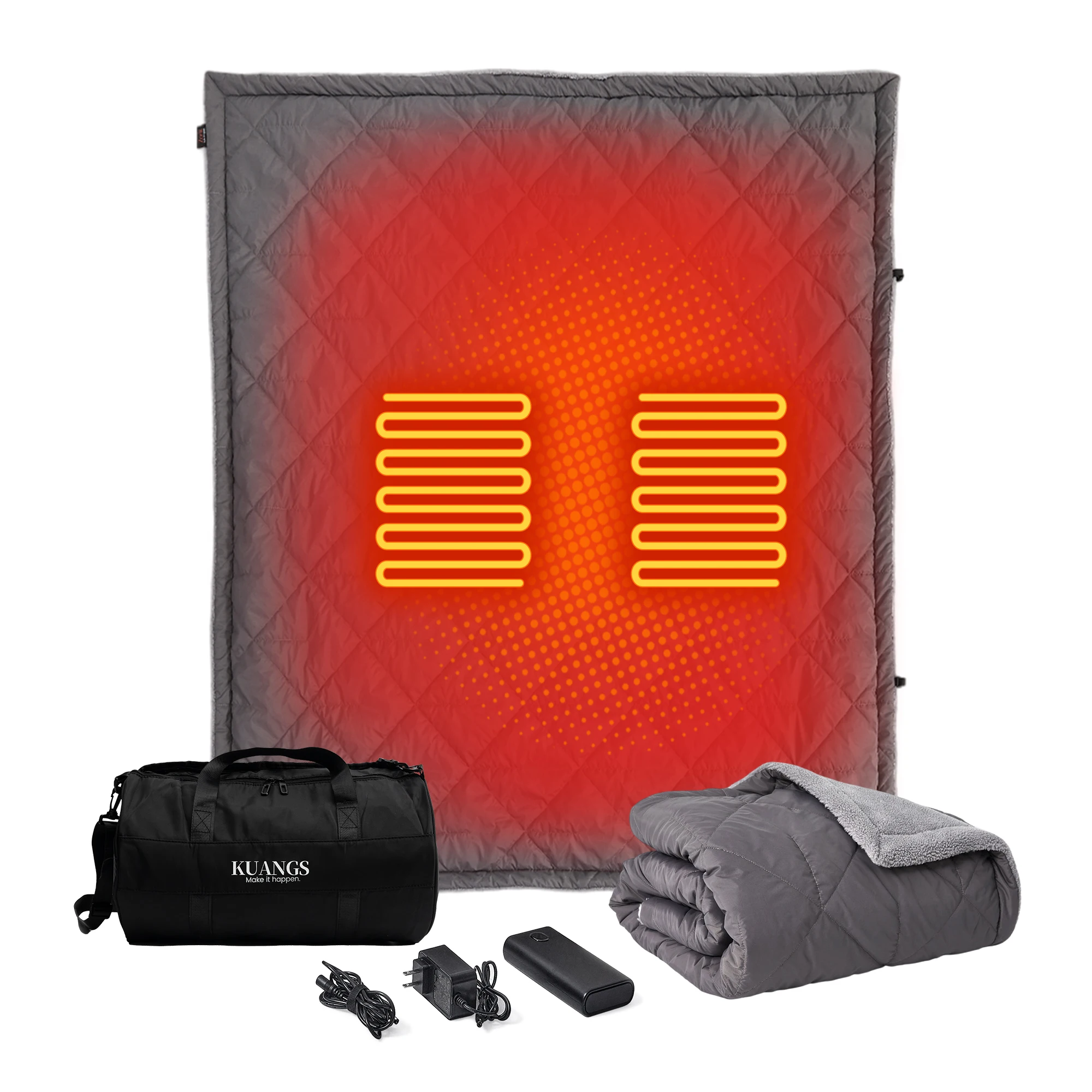 50*60' Double-Sided Nylon Microsherp Portable USB Car Camping Heated Blanket For Outdoor Use