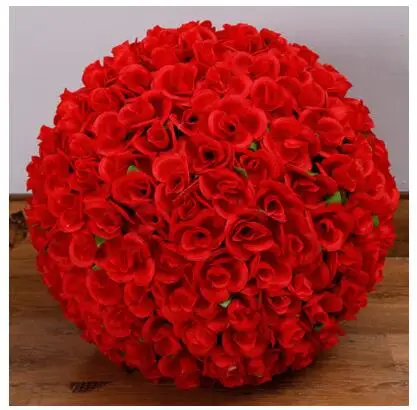 New style 12 inch silk artificial rose flower ball with green leaf  for  wedding centerpieces  decorations