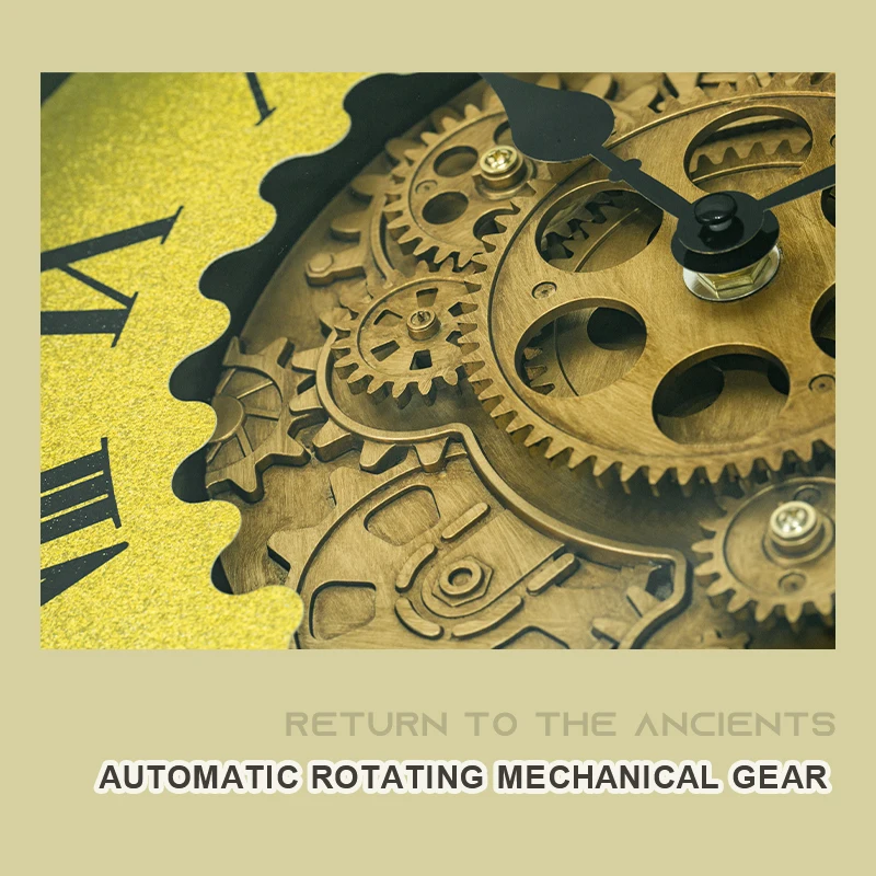 16 Inch Gear Wall Clock with Moving Gear Frame Wall Clock, Battery Powered Clock Industrial Style for Home and Office Decoration