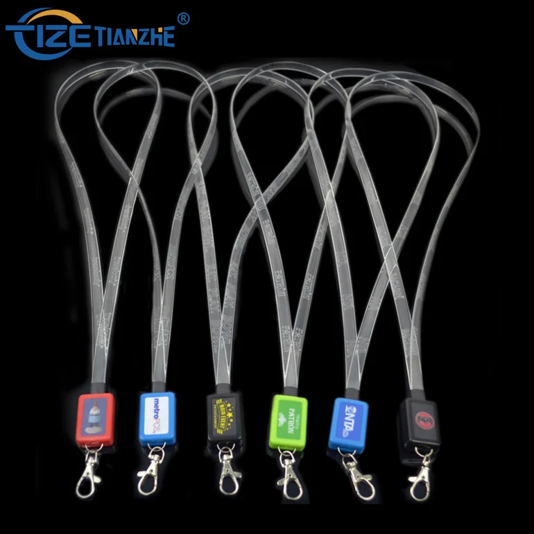 
2021 TIZE Led Flashing Light Up Color Changing Custom Glow In The Dark Lanyard 