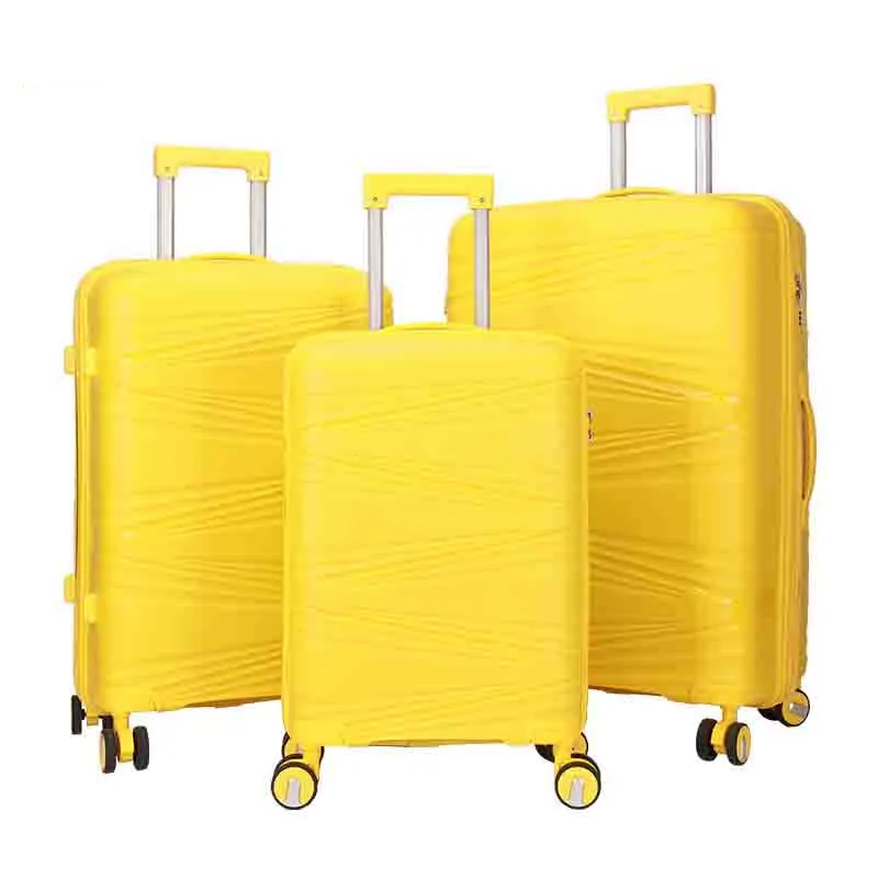 Custom Logo PP Material 360 Degree Universal Noiseless Wheels Walking Wardrobe 3 pcs Set Travel Trolley Luggage Suitcases