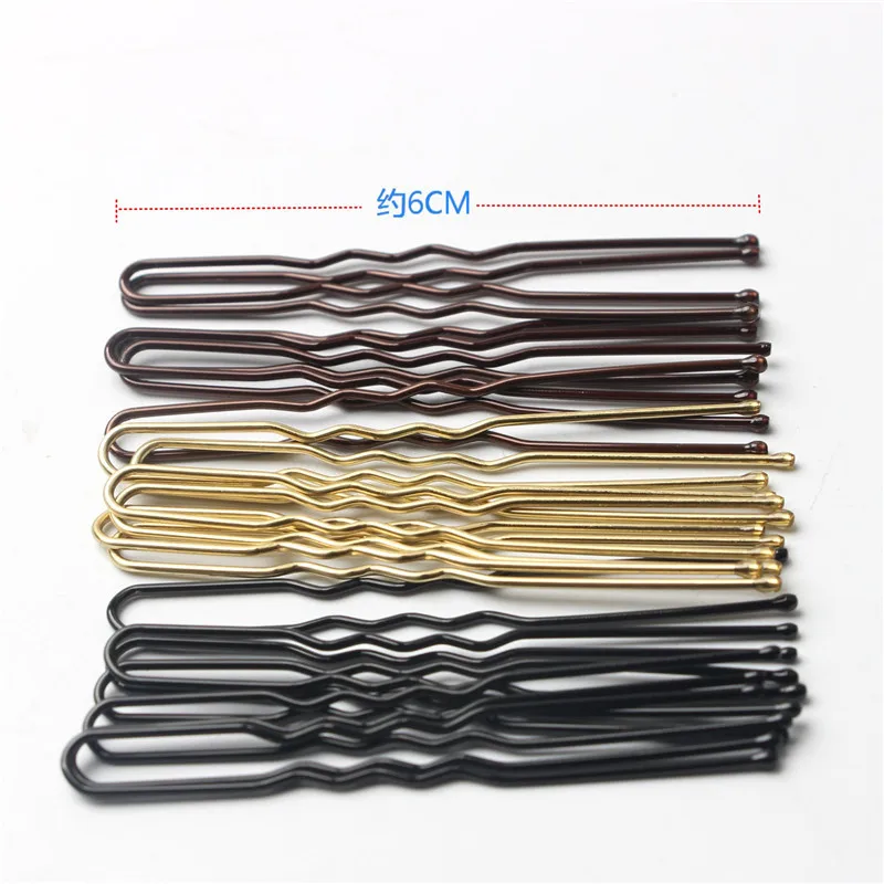 Wholesale 4 Color 50pcs black U will not clip the hair Crimped Design with Ball Tips U Shaped Bun Hair Pins for Women Girls