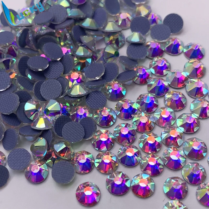 Lucky factory 2078# 60 colors 8+8 cuts hot fix crystal hot fix stone rhinestone strass with glue  for garment