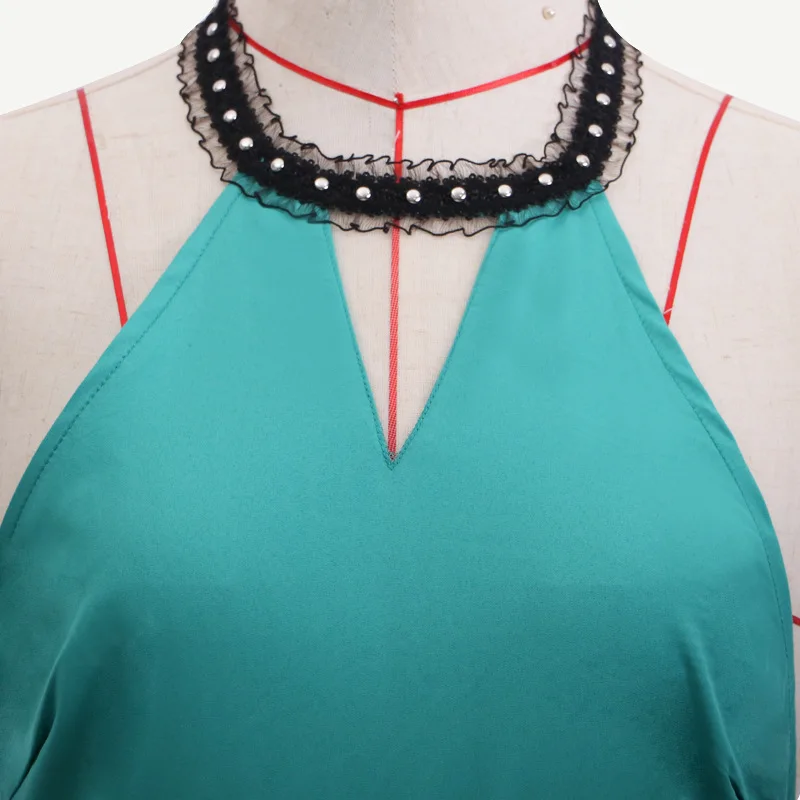 Потрясающее зеленое платье с лямкой на шее для выпускного вечера с бисером вечернее платье русалки из тюля