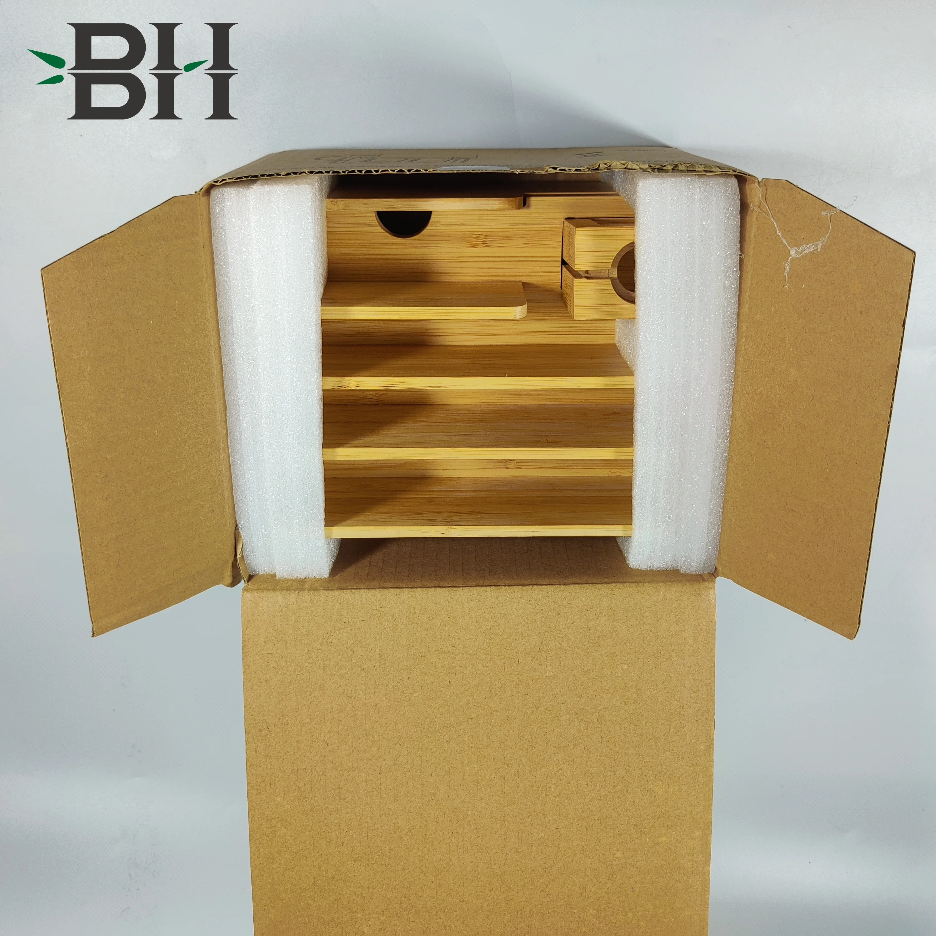 Bamboo Desk File Mail Organizer Countertop, 4 Slots  Desktop Folder Sorter Holder for Doc.Letter Envelope Tray Organizer