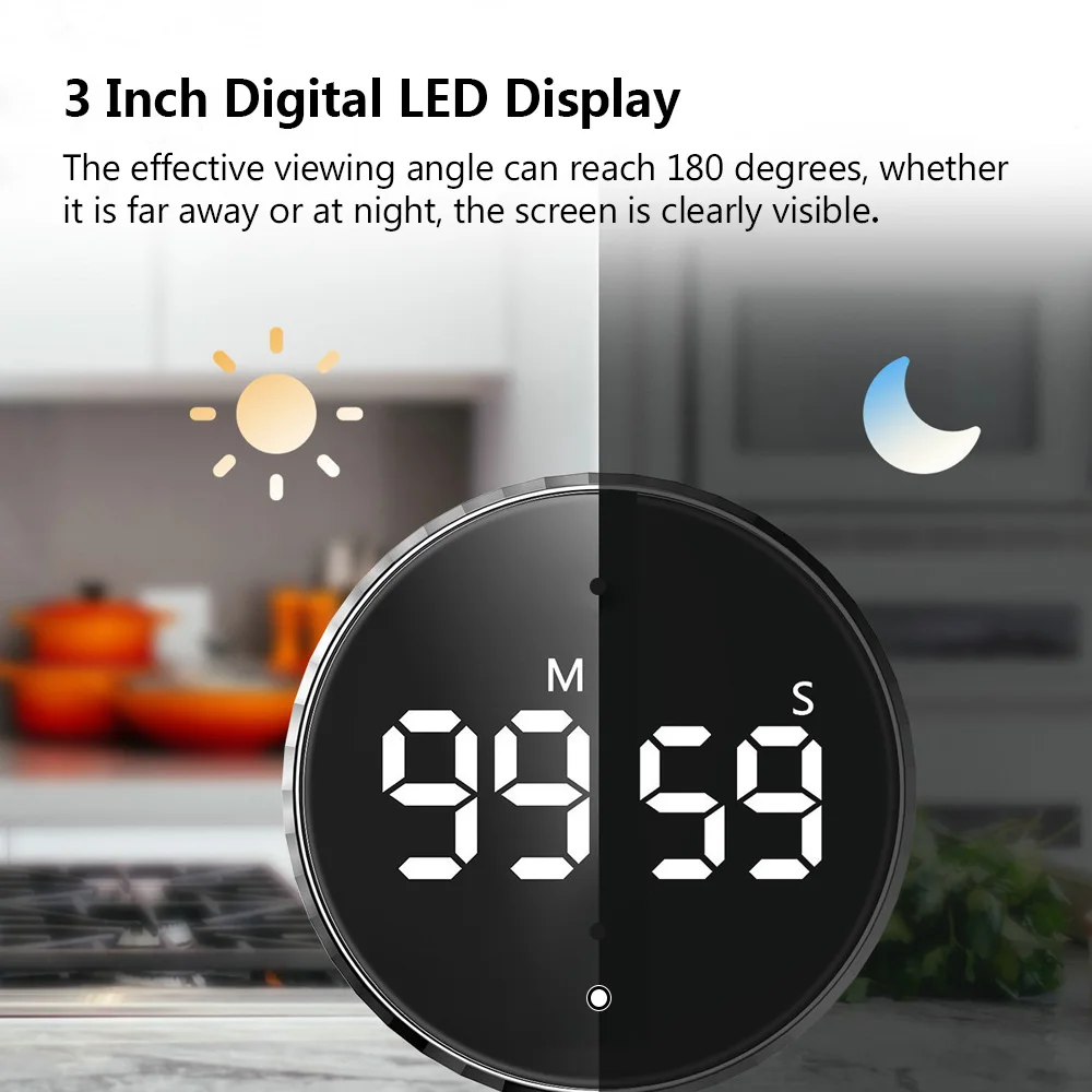 Voice control or turn one-button control LED display countdown kitchen timer fitness timer
