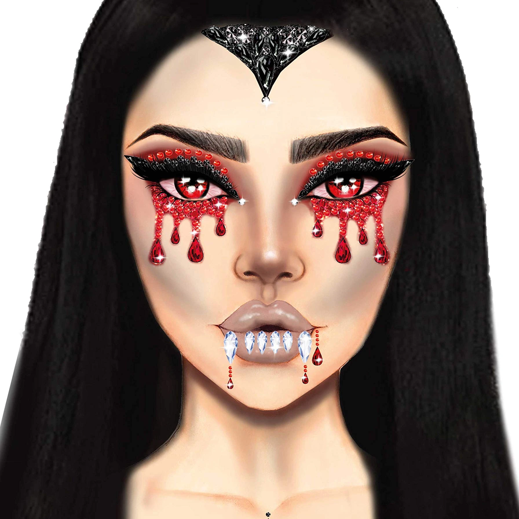 Flatback Crystal Rhinestones 300 Pieces 12 Sizes Mixed Shapes Red Face Jewel