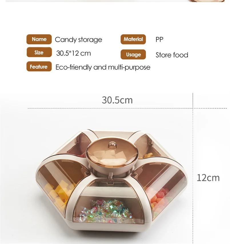 Clear Plastic Candy Box With Lid Lotus Shape 6 Grids for Living Room Hotel Guest Room Wedding Use