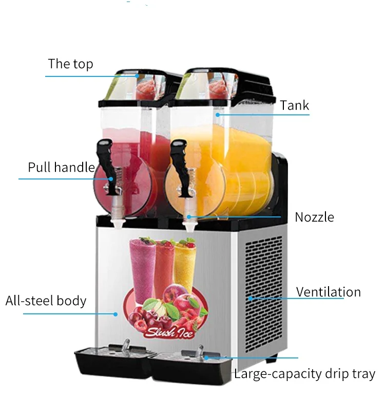 2 bowls 12Lx2 commercial cheap ice slush machine/margaritas maker/slush ice  maker