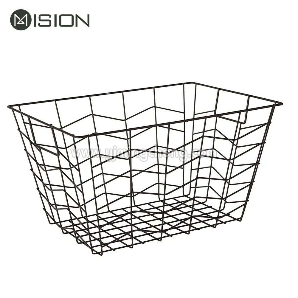 Black wire metal basket for storage organizer
