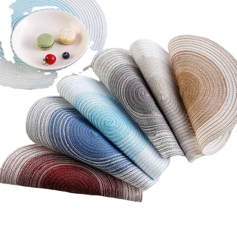 A3045Round heat insulation Nordic Western t bowl mat tea cup Japanese cotton linen
