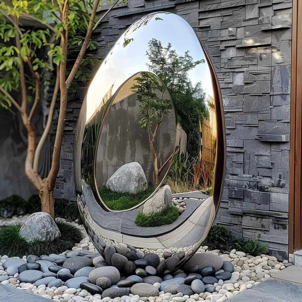 High Quality Metal Crafts Stainless Steel Polished Ring Abstract Sculpture Custom Metal Sculpture
