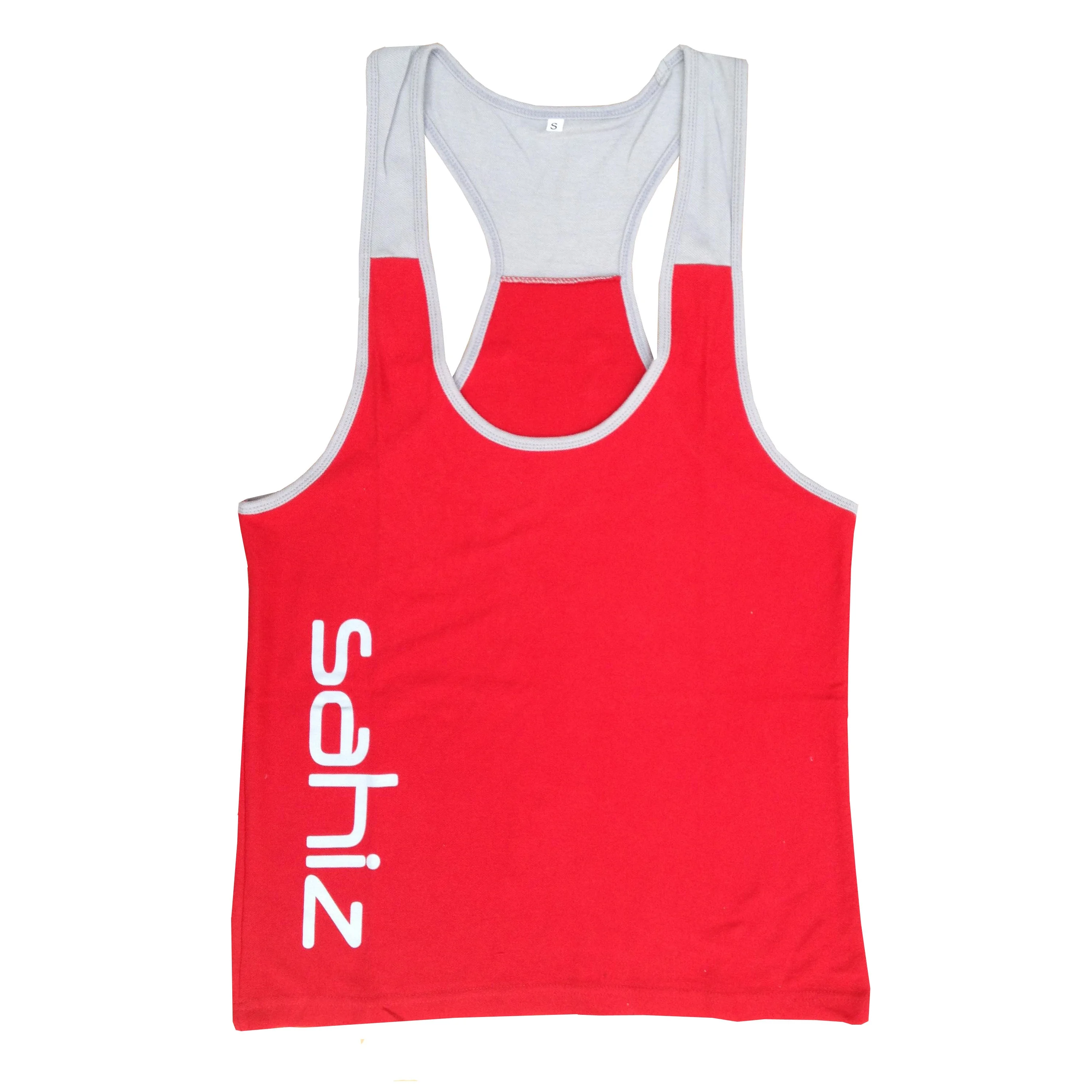 Custom Stringer vest cotton tank top two tone low cut gym singlet for men