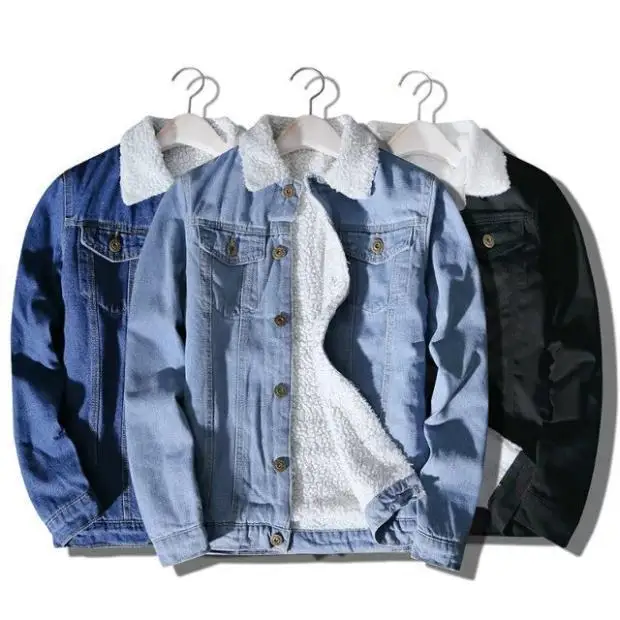 Winter Polar Fleece Warm Denim Jacket Cowboy Washed Fashion Outwear Man Jacket Male Thicker Cotton Jean Jacket