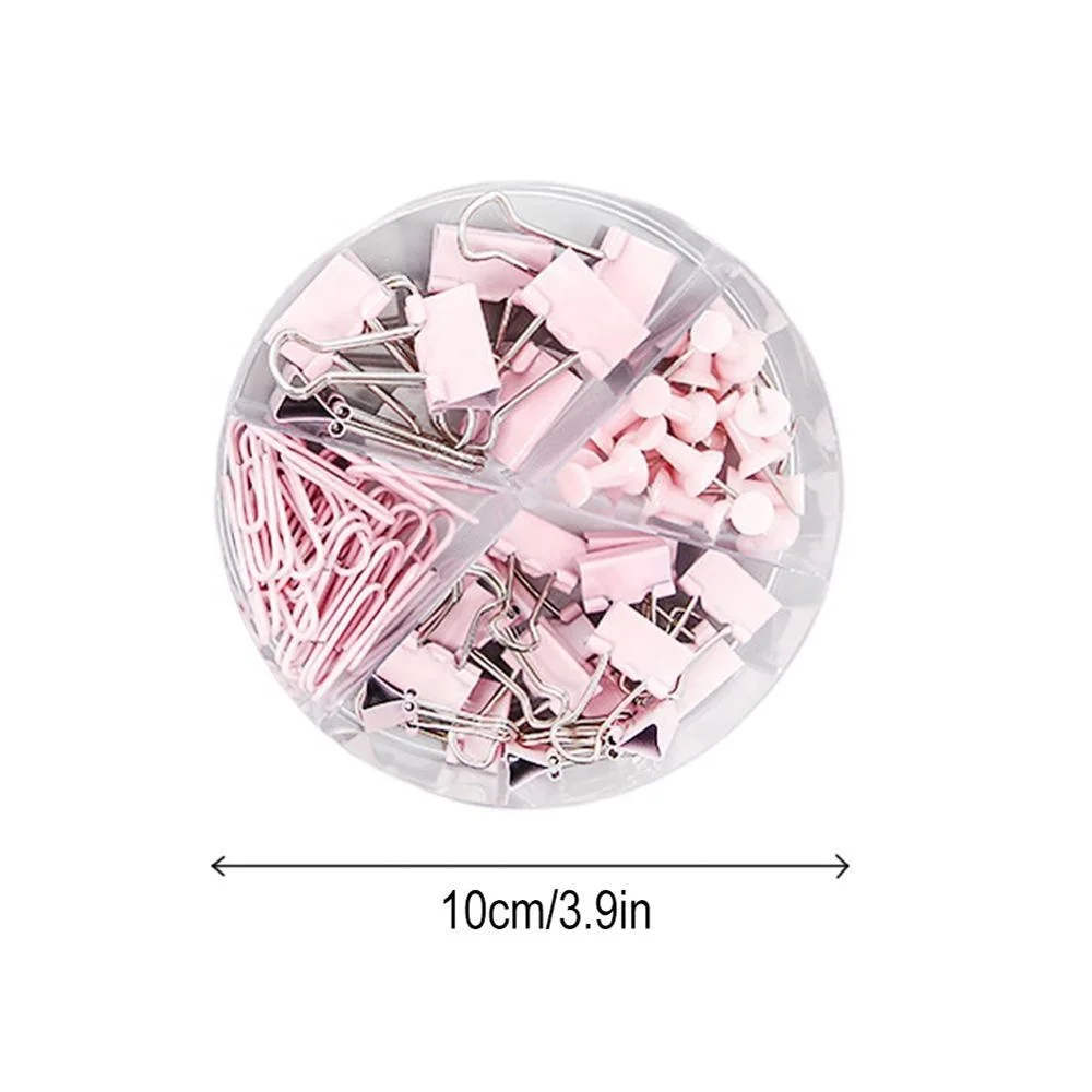 2Pcs Binder Clips Paper Clips Push Pins Setswith With Acrylic Box For Office School Supplies Folder Set