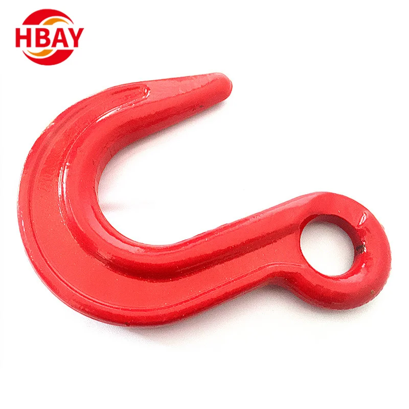 G80 Large Opening Eye Alloy Chain Fittings Zinc Plated Galvanized Foundry Hook for Lifting Carton Box Packing