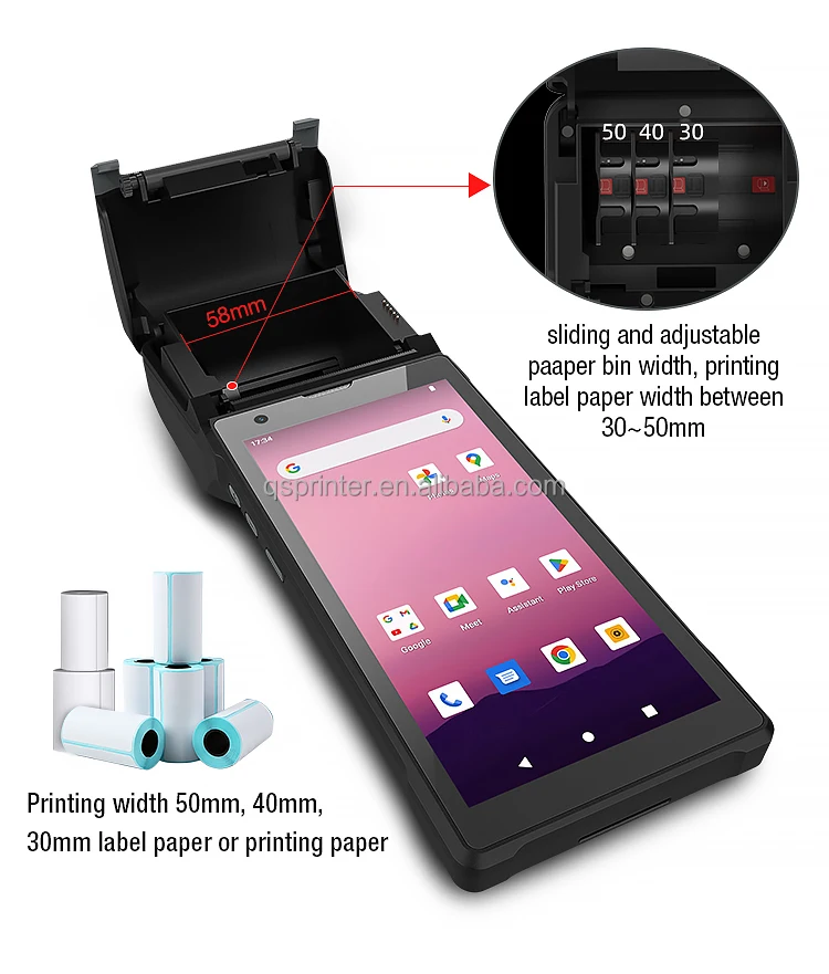 Wireless 2D Barcode Scanner Android 12.0 Handheld Industrial Mobile Fingerprint Reader NFC PDA Terminal with Thermal POS Printer