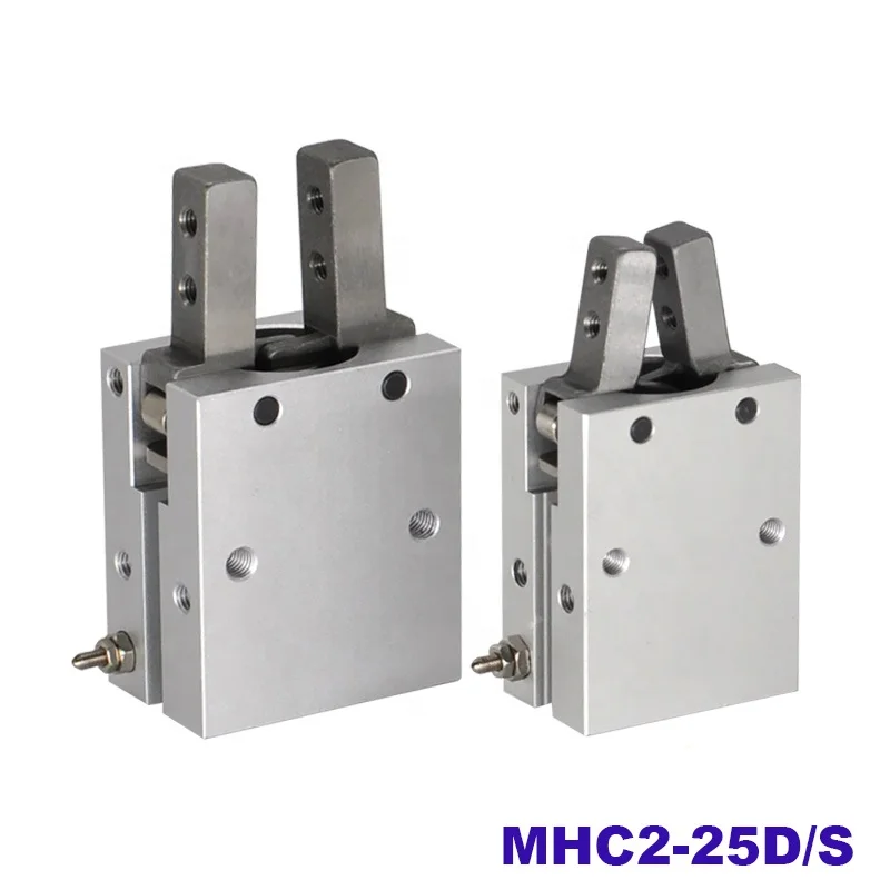 Single/double acting robot gripper bore 25mm MHC2-25D/S SMC type angular style aluminium clamps pneumatic cylinder manufacturers