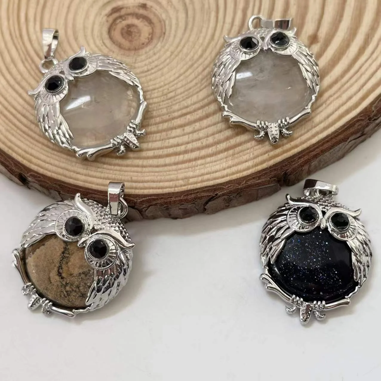 Hot selling healing quartz stones crystal black eye eagle pendant for gift