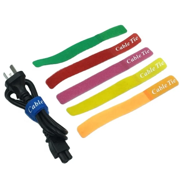 self adhesive nylon hook and loop cable ties fasteners strap belt ultra thin and soft cable management loop and hook cable tie