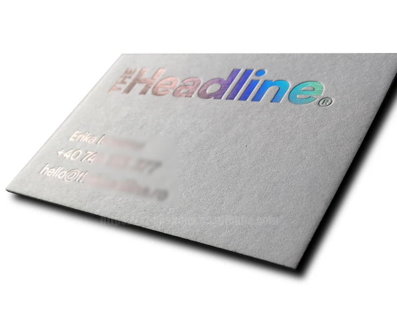 White gold foil logo paper visit & gift card business cards embossed